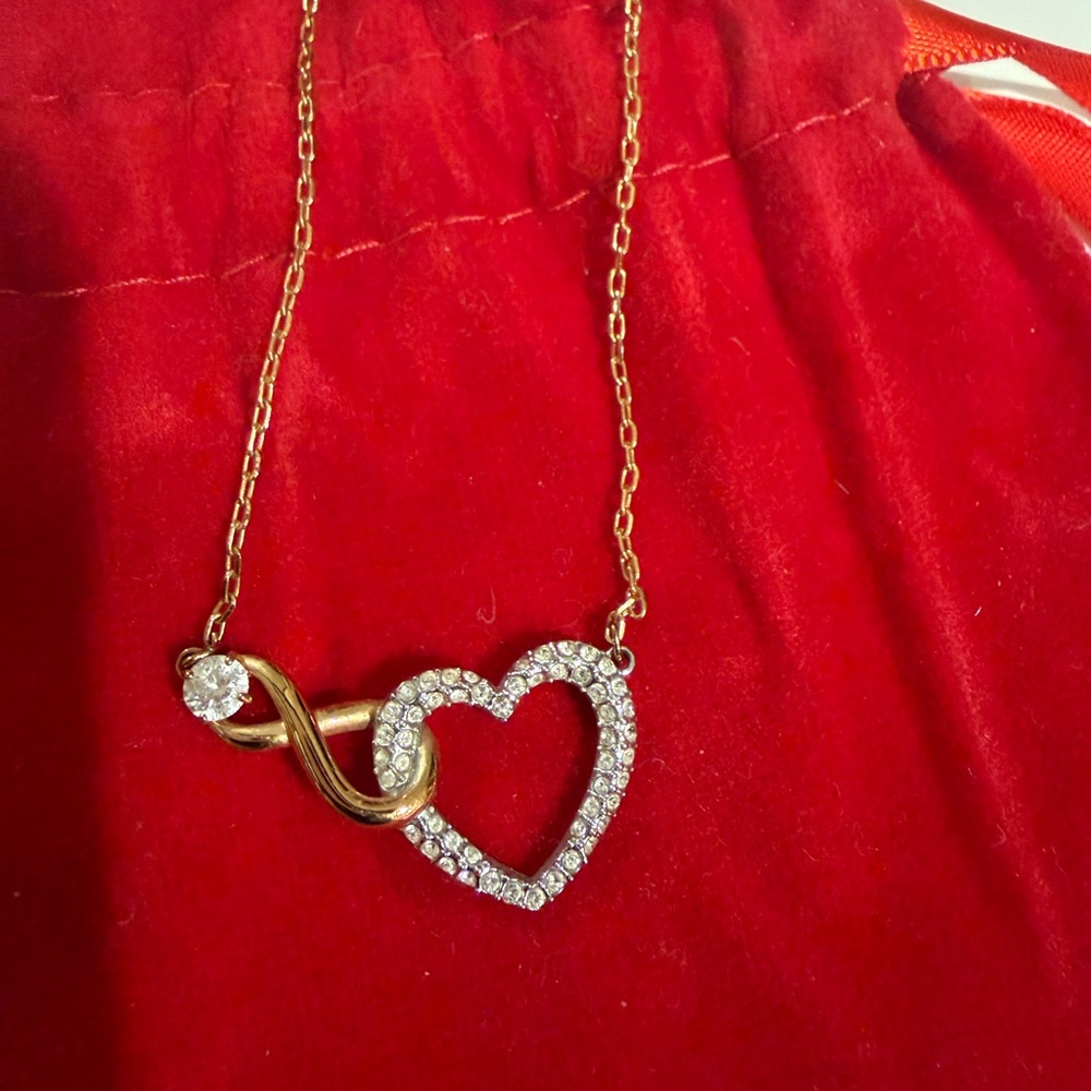 Swarovski REAL Rose Gold and Silver Heart Necklace